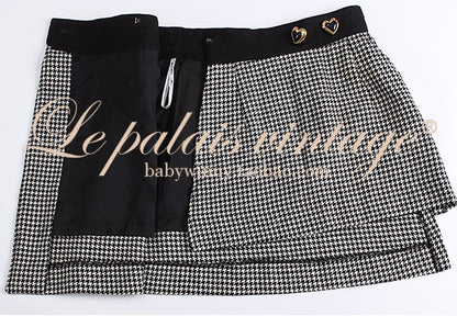 Le Palais Vintage Original Irregular Long Woolen Houndstooth Skirt - Mma.