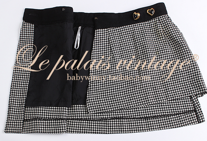 Le Palais Vintage Original Retro Irregular Long Woolen Houndstooth Skirt- VERA.