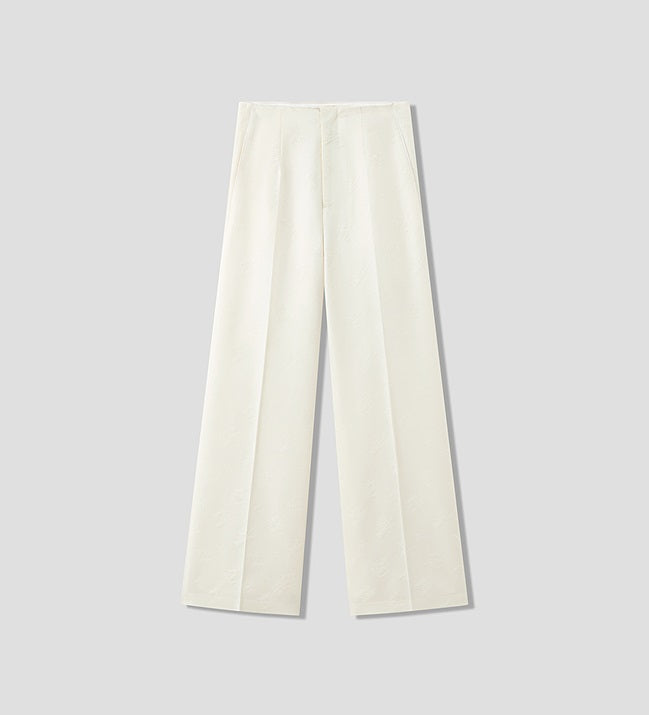 COMME MOI Lu Yan designer high-intelligence commuter silk wool jacquard wide-leg pants - BIEBER.