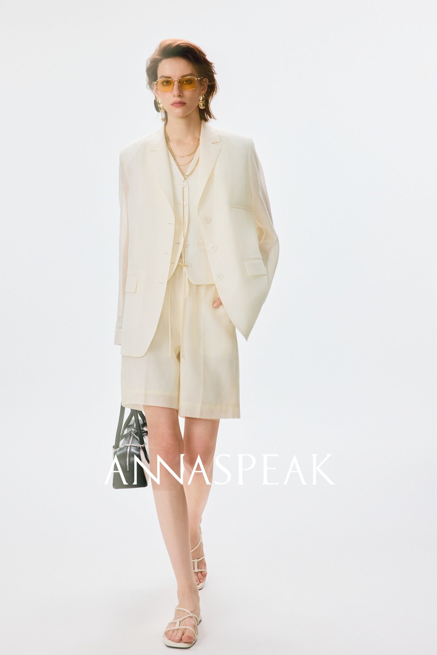 ANNASPEAK  mulberry silk cool silk haute couture upright suit vest set-ANCHOR.