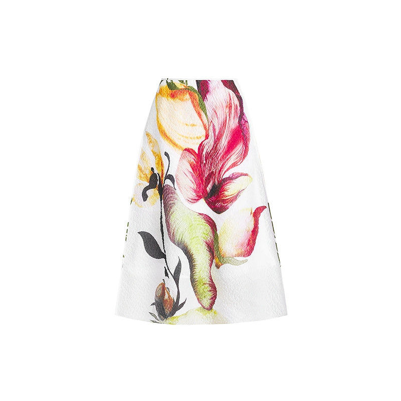 ZHUCHONGYU floral A-line airy printed skirt and top outfit set-ANZU.