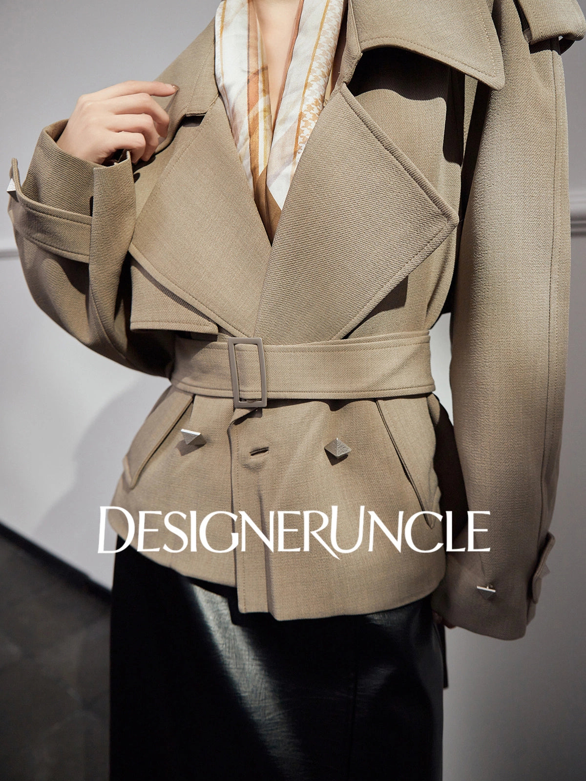 DGU "Goose Shadow" gray British style mid-length slimming jacket - RCANE.