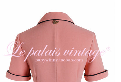 Le Palais Vintage  Peach Pink Small Fragrance Crop Top + Skirt Set-BEN