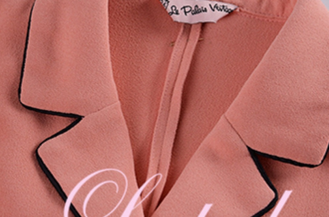 Le Palais Vintage  Peach Pink Small Fragrance Crop Top + Skirt Set-BEN