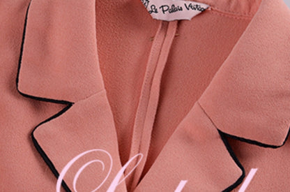 Le Palais Vintage  Peach Pink Small Fragrance Crop Top + Skirt Set-BEN