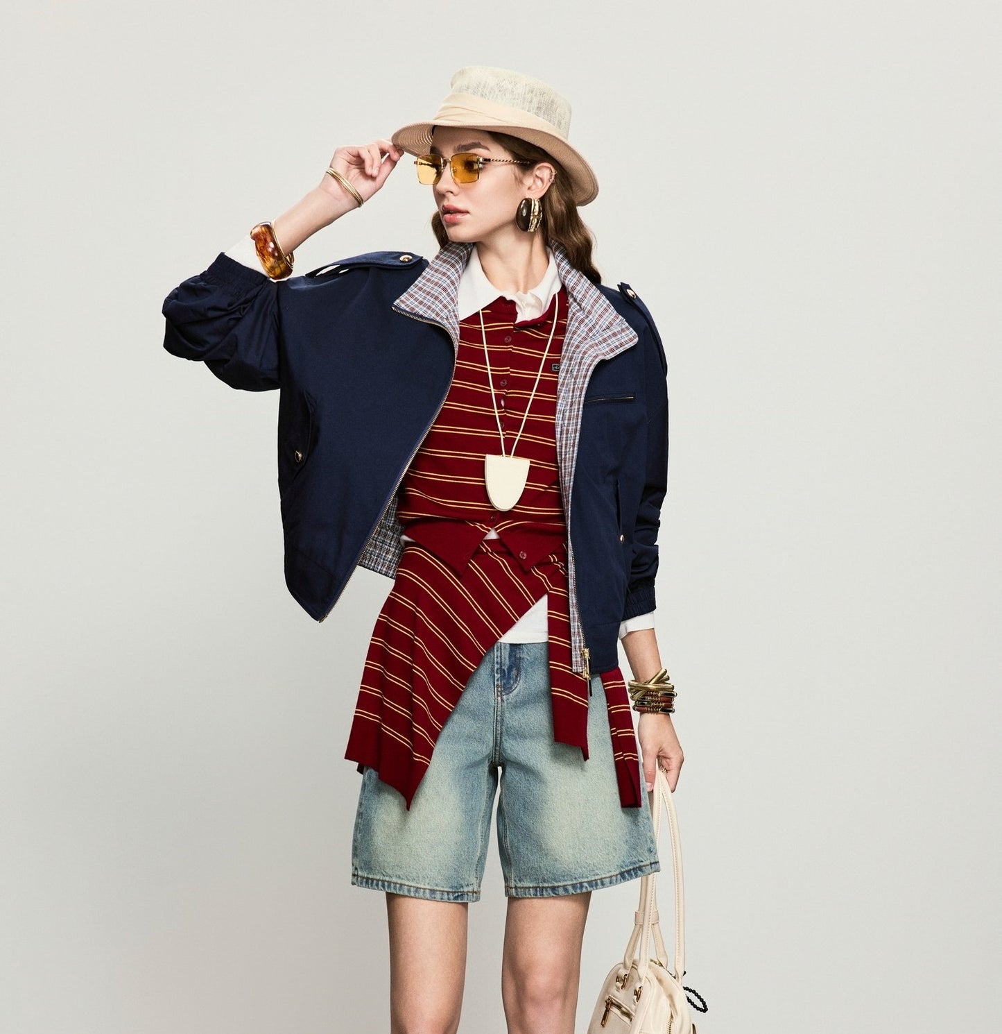 ANNASPEAK  denim Bermuda denim shorts-WAA.