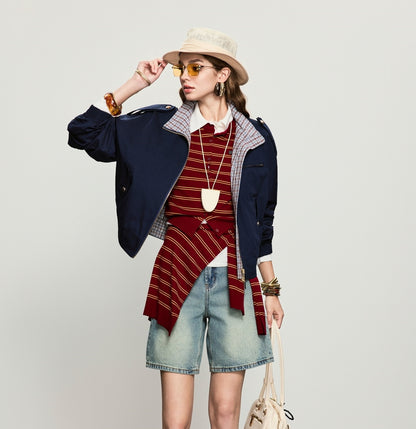 ANNASPEAK  denim Bermuda denim shorts-WAA.