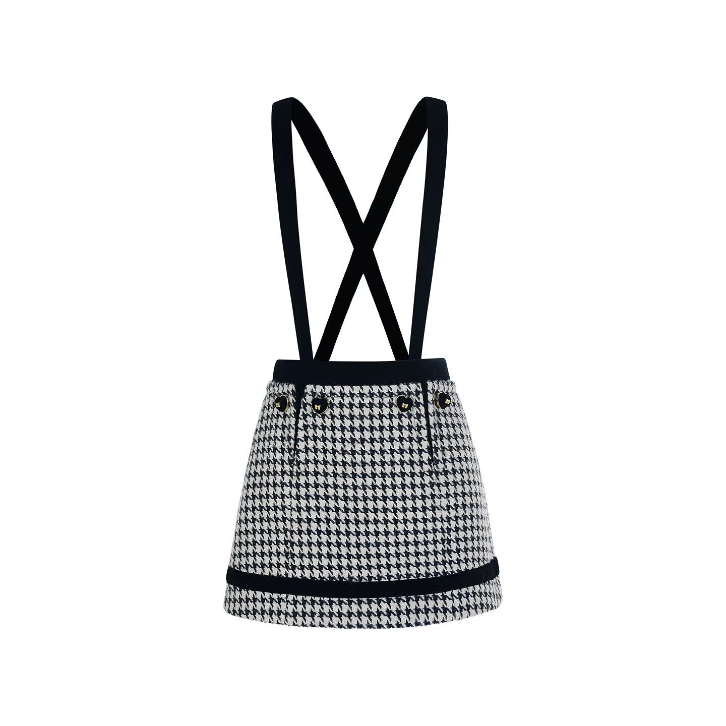 FAME retro playful houndstooth strap A-line short skirt - ASTRID