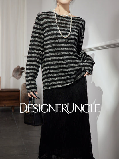 DGU "Ink Sequence" black and gray wool knitted sweater - DREAM.