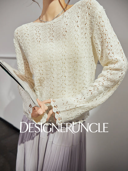 DGU "Suying" off-white knitted new air-quality versatile commuter top - Dana.