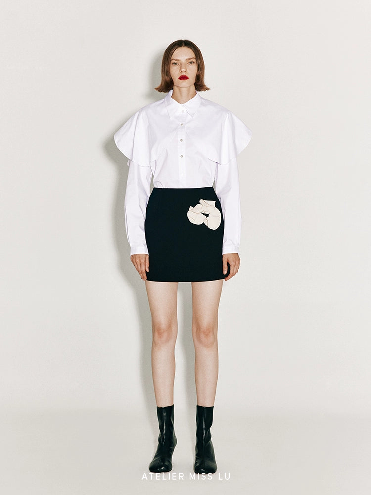 AtelierMissLu Fall/Winter Orchid Shape Piece Design Short Skirt - ENDELLION.