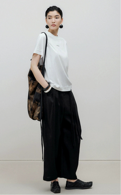 ZHUCHONGYUN white cotton short-sleeved cropped T-shirt-SANJI.