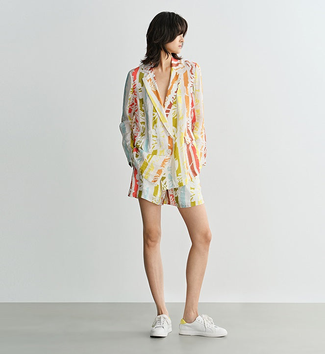 COMME MOI Lv Yan designer summer women's loose casual resort style printed shorts - CHARLOTTE.
