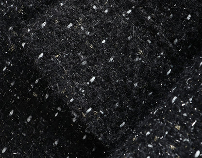 WANGXO | Luxury Tweed Shiny Texture Square Neck Waist Dress-MILA.