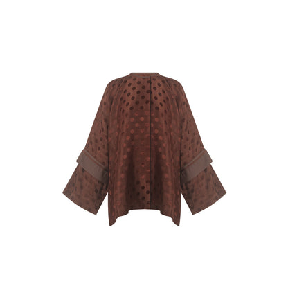 TUYUE Chinese Piece Cut Linen Polka Dot Woven Silhouette Top- ALFIE.