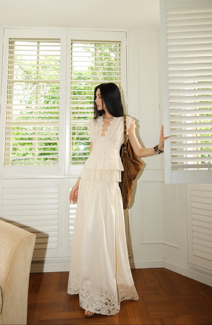 MEI SANGUAN-Neck Top & A-Line Skirt Set - DEVON