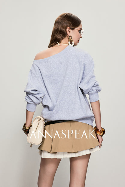 ANNASPEAK crew neck mottled distressed printed sweatshirt-PAMP.