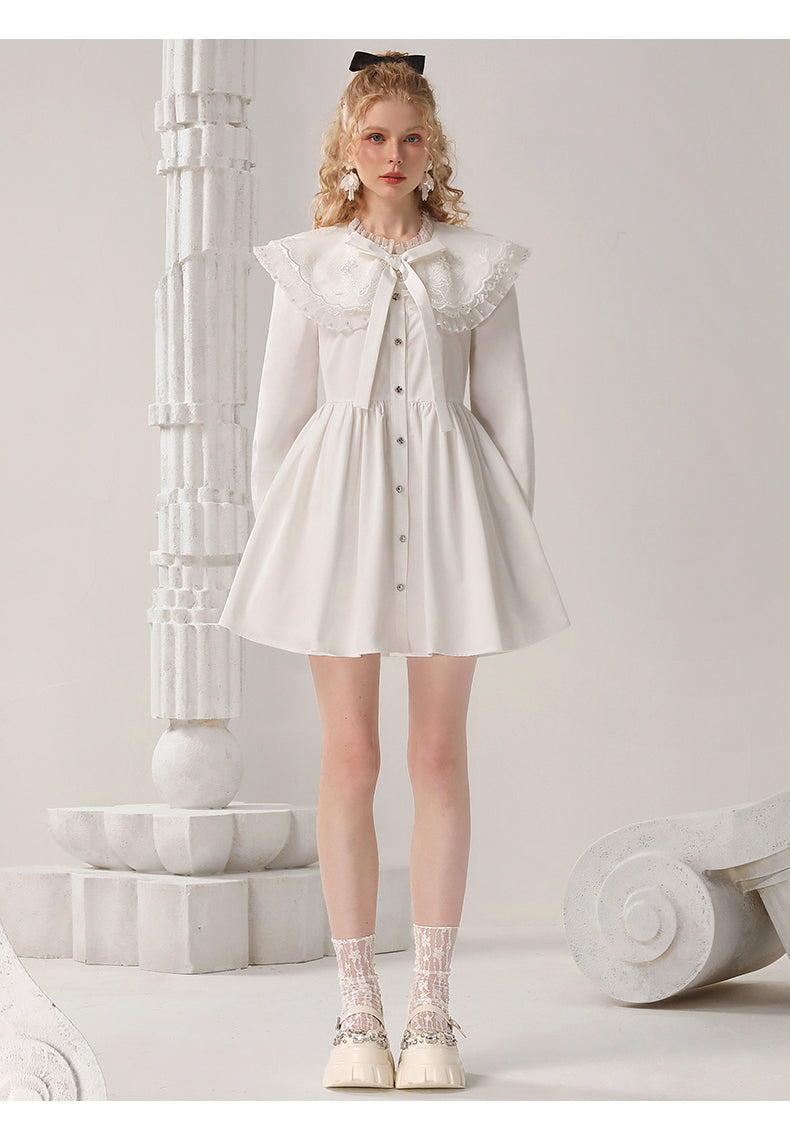 CHECOCRE Elegant Embroidered Sequins Contrast Waist Princess Dress - INVADE