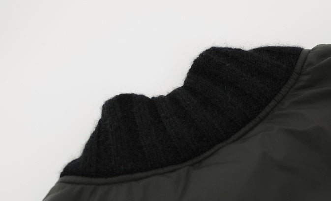 ZHUCHONGYUN black ink ribbed collar long puffer jacket-SUKEHIRO.