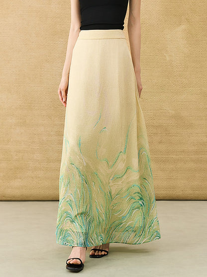 HECO Chinese Style Gradient Print Summer Temperament Charm Skirt - ZADE.