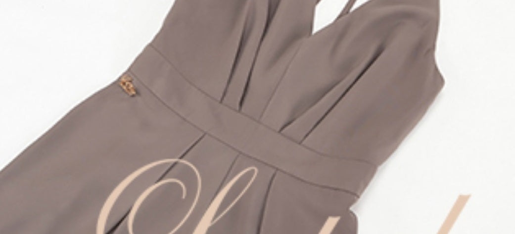 Le Palais Vintage sleek royal sister with a slit wide-leg pant-GANIRU.