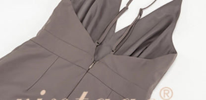 Le Palais Vintage sleek royal sister with a slit wide-leg pant-GANIRU.