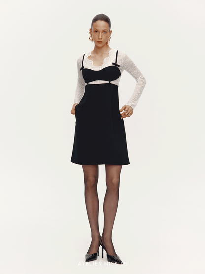 ATELIER MISS LU Fall/Winter slimming geometric line shape slip dress - SENF.
