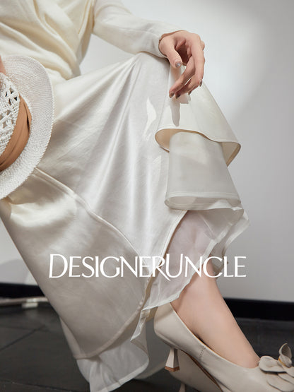 DGU "Yelan" high-waisted black mid-length skirt - HUNTIX.