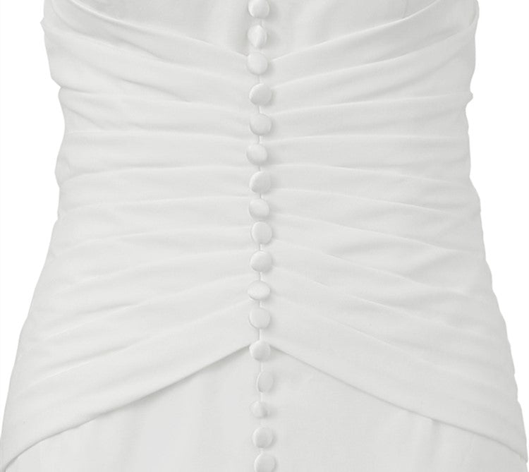 DOLLY Elegant Retro Style Sleeveless Off Shoulder Chest Wrap Long Fish Tail Dress-POW