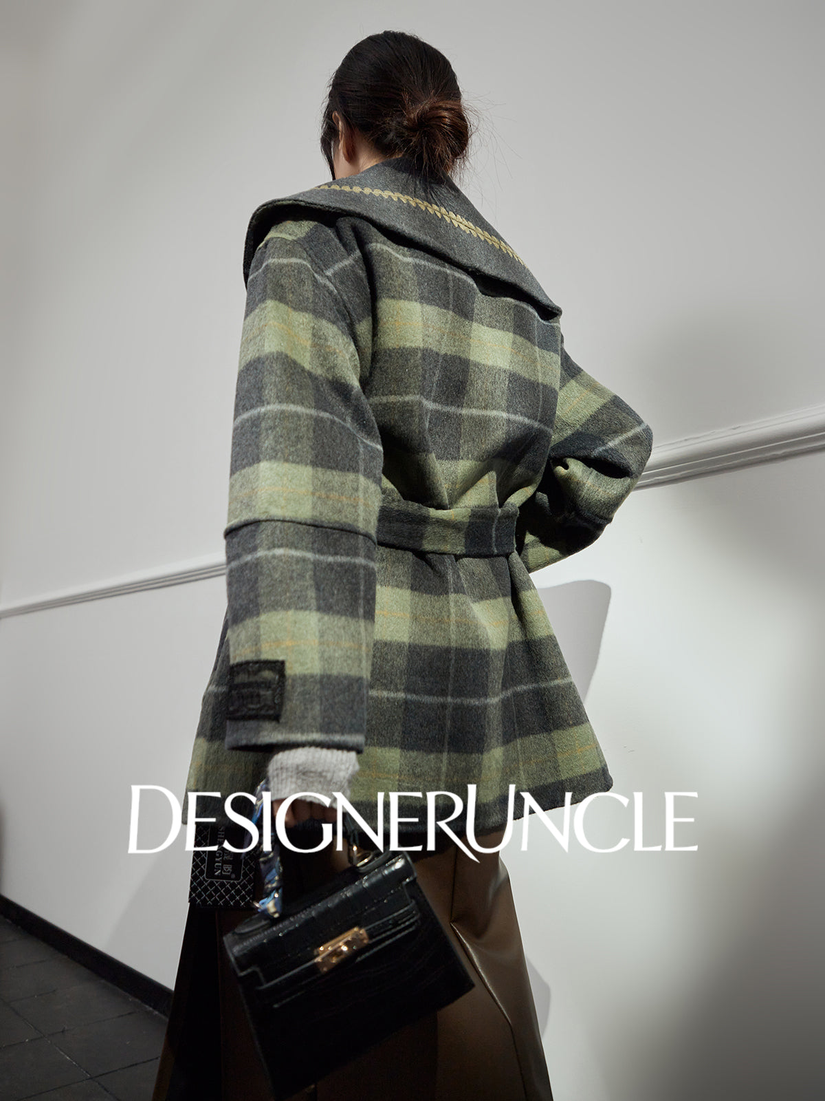 DGU "Daige" green plaid woolen jacket fashion high-end and versatile trend - Skylar.