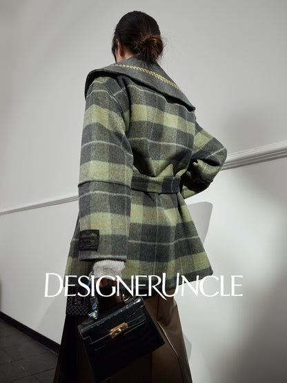 DGU "Daige" green plaid woolen jacket fashion high-end and versatile trend - Skylar.