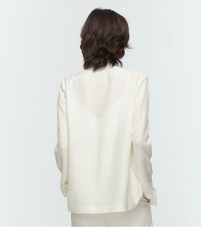 COMME MOI Lu Yan designer's new women's commuter collarless silk wool streamer suit - MARTHA.