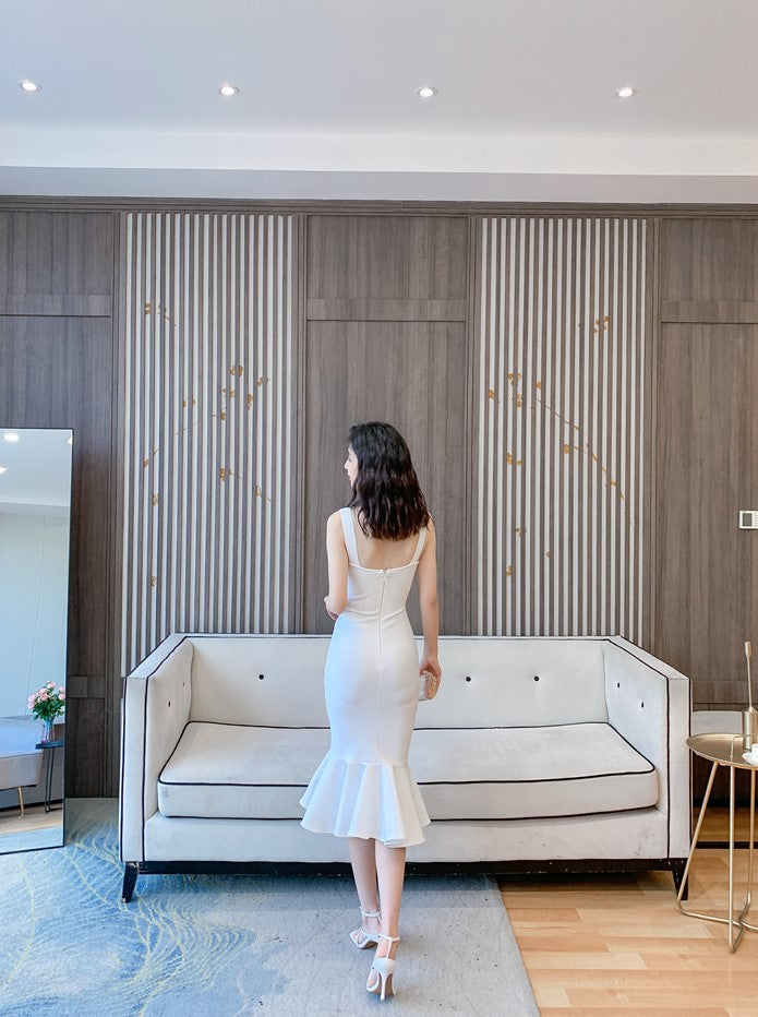 DOLLY High End Stand Collar Sleeveless Slim Fit Bandage Midi Dress-KYA