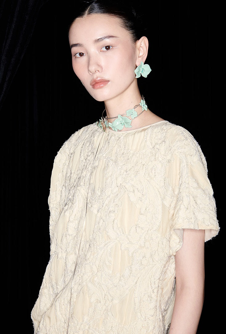 M essential Mackay designer Prima Jacquard irregularly cut short-sleeved dress - rebel.