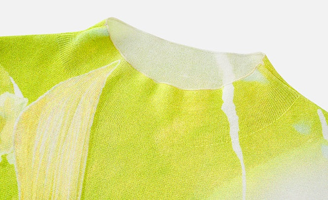 ZHUCHONGYUN flower language love paper printed short-sleeved knitted top--AUTIM.