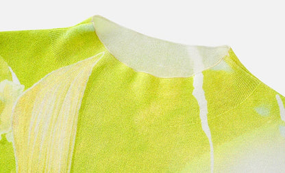 ZHUCHONGYUN flower language love paper printed short-sleeved knitted top--AUTIM.