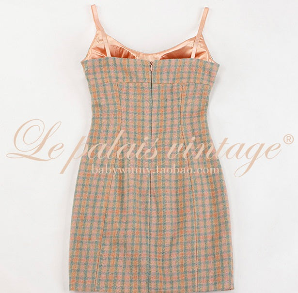 Le Palais Vintage High End Long Sleeves Slim Jacket Bow Tweed Slit Dinner Suit Dress-Carey