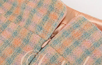 Le Palais Vintage High End Long Sleeves Slim Jacket Bow Tweed Slit Dinner Suit Dress-Carey