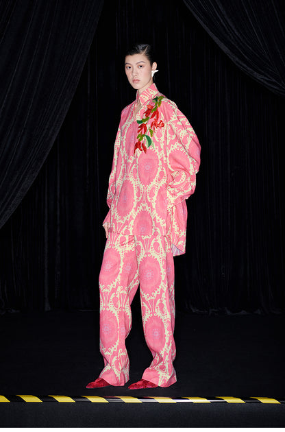 M essential Mackay designer Tuohua calico Burmese tree appliqué embroidered shirt pant set - tao