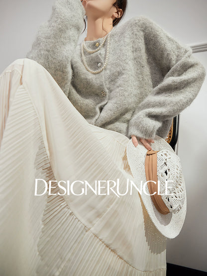 DGU "Suying" gray wool knitted sweater commuting slimming versatile top - EVID.