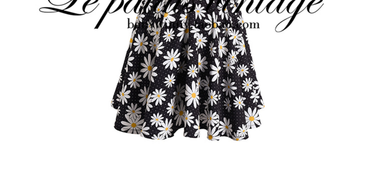 Le Palais Vintage   Doll Puff Sleeve Cinched Waist Dress-FANA