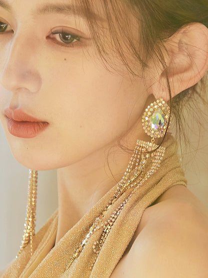 DOLLY Elegant Rhinestone Diamond Tassel Chic Earrings-ABIGAIL