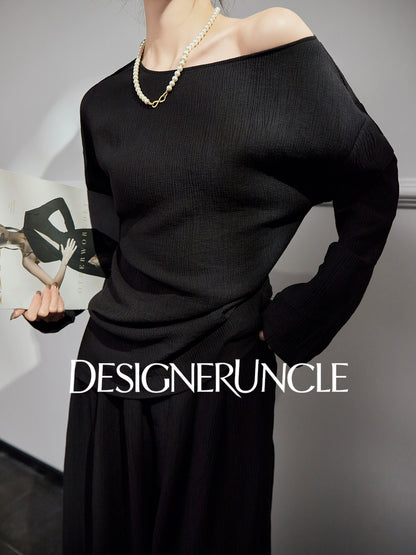 DGU "Night Chanting" black knitted suit women's loose slimming high-end foreign style - COMU.