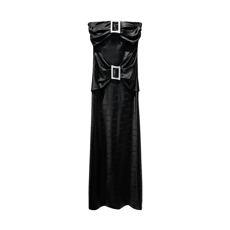 ANNAKIKI niche design black logo acetate jacquard bandeau dress-FANSIA