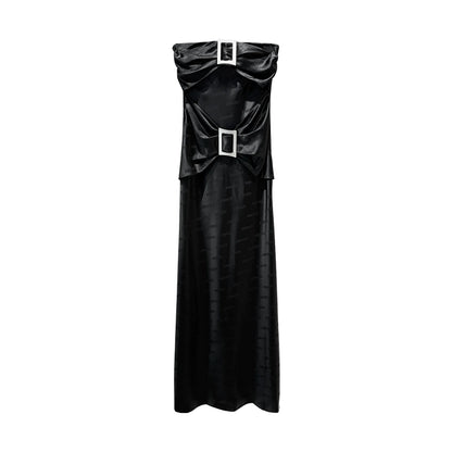 ANNAKIKI niche design black logo acetate jacquard bandeau dress-FANSIA