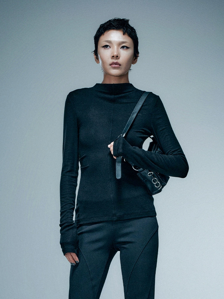 ANNAKIKI three-dimensional fashion personality cutout pleated top-RYUSEI