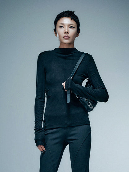 ANNAKIKI three-dimensional fashion personality cutout pleated top-RYUSEI