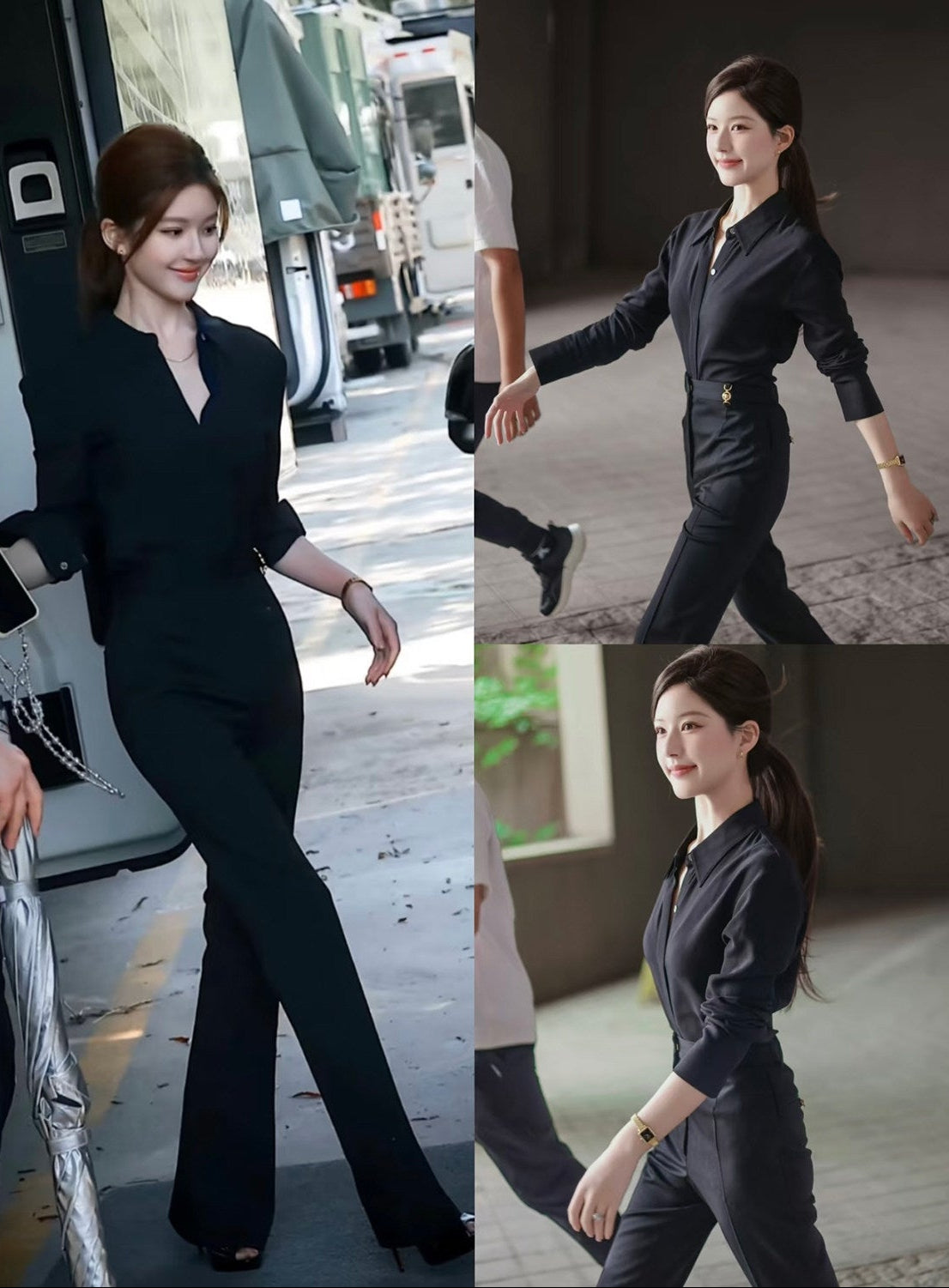 MEI SANGUAN High-Waisted Flared Trouser & Shirt Suit- ONDINE