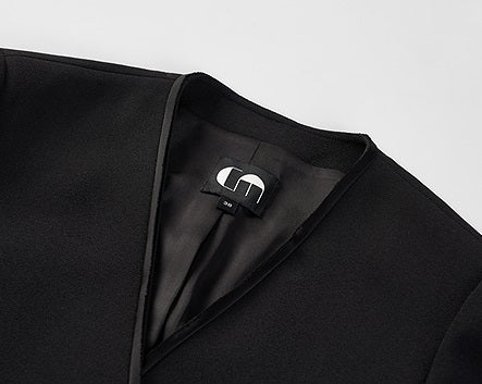 COMME MOI Lu Yan Designer New Women's Acetate V-Neck Waist Rope Slim Suit - BAKA.