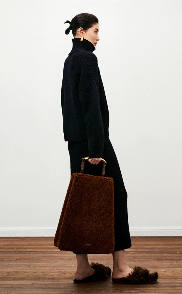 ZHUCHONGYUN Black Sheep Wool Knitted Straight Skirt-ASUNA.